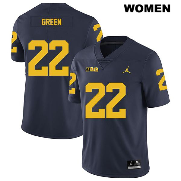 Women's NCAA Michigan Wolverines Gemon Green #22 Navy Jordan Brand Authentic Stitched Legend Football College Jersey IB25G16OD